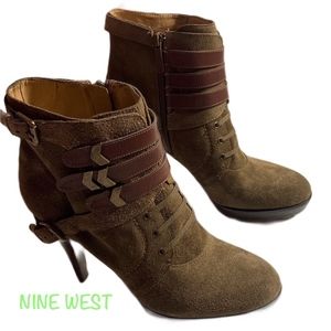 NINE WEST Donley Suede High Heel Strappy Boots 9M